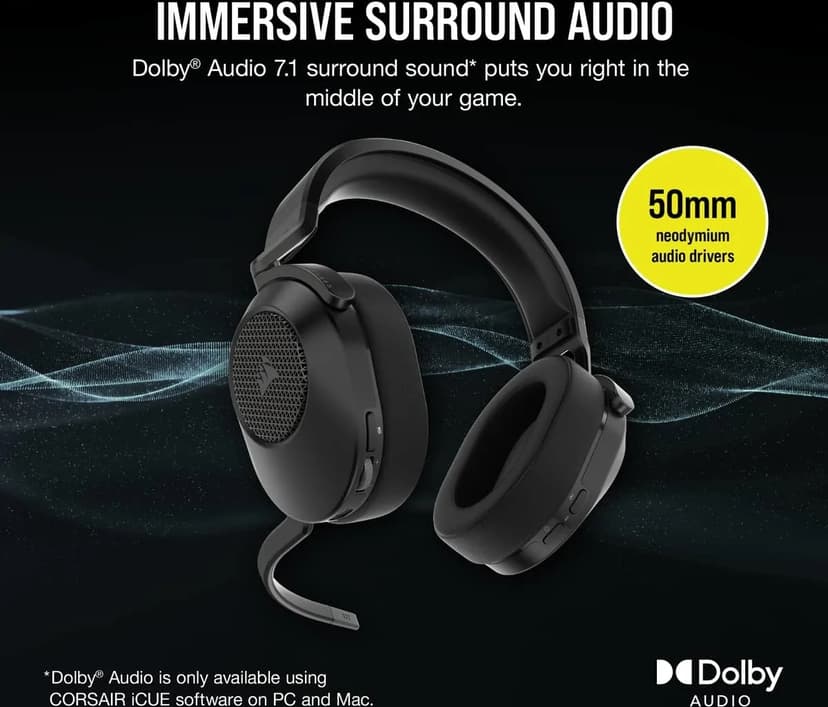 Corsair S65 WIRELESS Gaming Headset Stereo Musta