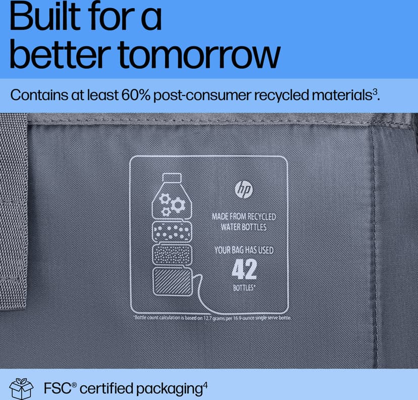 HP Travel Plus -läppärilaukku 16" 16.1" Polyesteri Grafiitti, Sininen