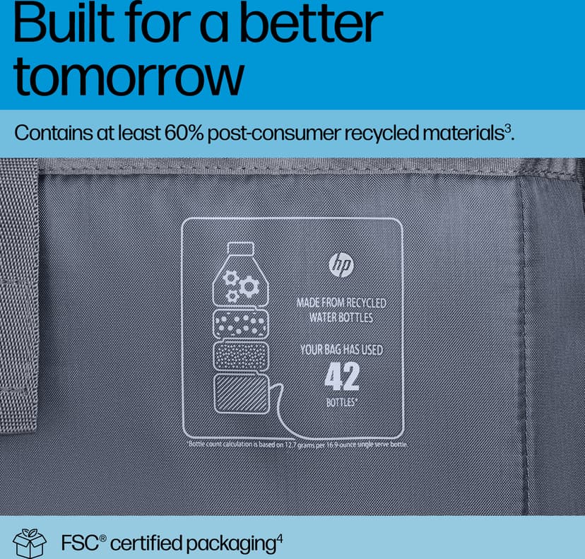 HP Travel Plus -läppärilaukku 16" 16.1" Polyesteri Grafiitti, Sininen