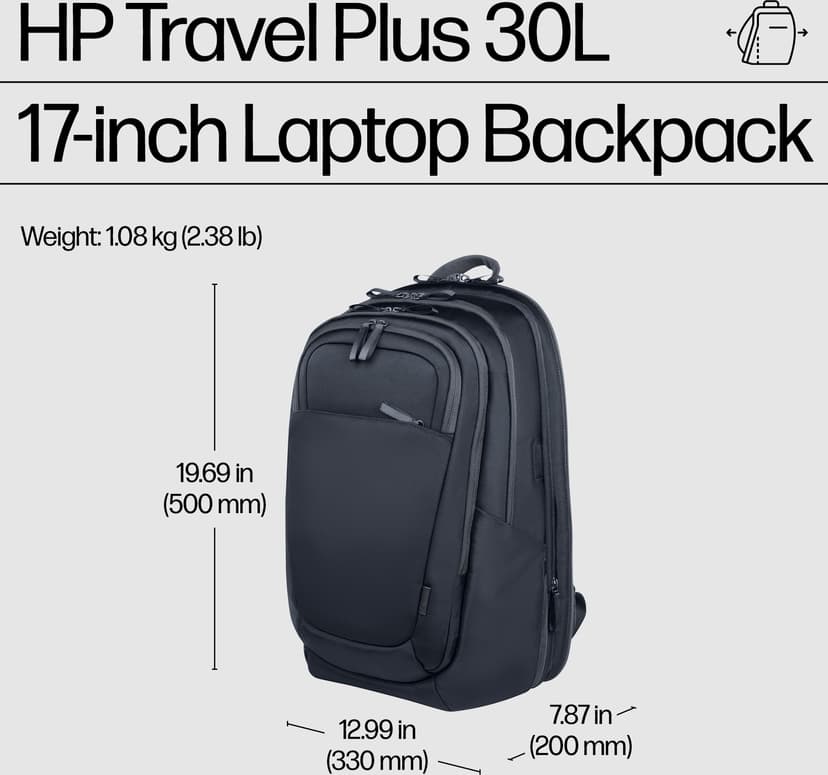 HP Travel Plus -reppu 30L 17" 17" 17.3" Polyesteri Sininen