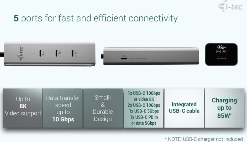 I-Tec Charge HUB 5-Port USB-C