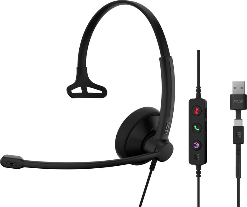 EPOS IMPACT 100 Mono USB-A, USB-C Microsoft Teams Svart