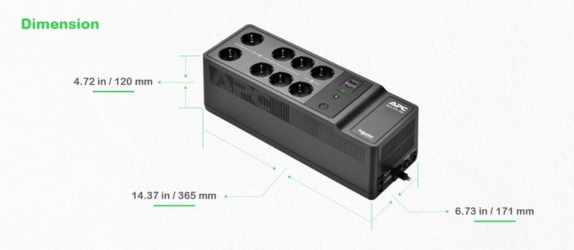 APC BE1050G2-GR strömskydd (UPS) Vänteläge (offline) 1,05 kVA 600 W