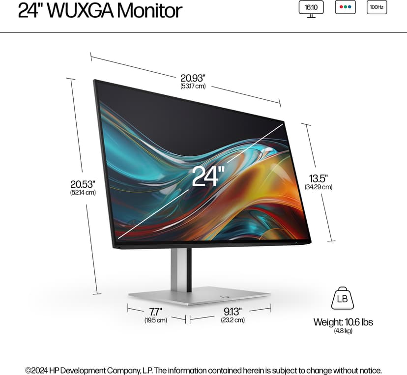 HP 724pn Series 7 Pro - (Kuppvare klasse 2) 24" 1920 × 1200pixels IPS 16:10 100Hz