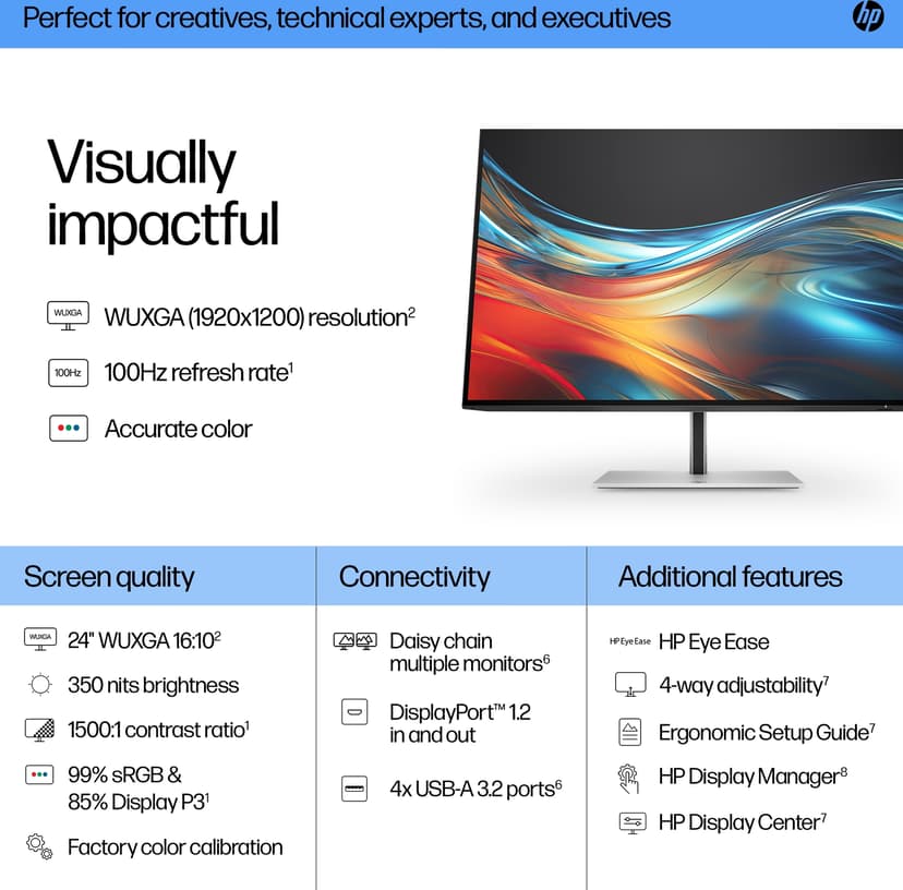 HP 724pn Series 7 Pro - (Fyndvara klass 2) 24" 1920 × 1200pixels IPS 16:10 100Hz