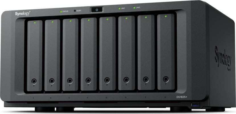 Synology DS1825+ med 8 forudinstallerede 12 TB-drev (samlet 96 TB)