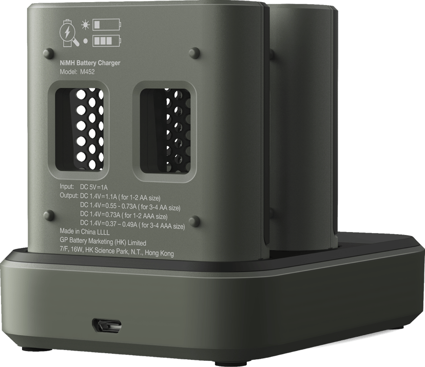 GP ReCyko Speed Batterilader M452 USB + 2 dokker + 8 stk. 2600 mAh-batterier