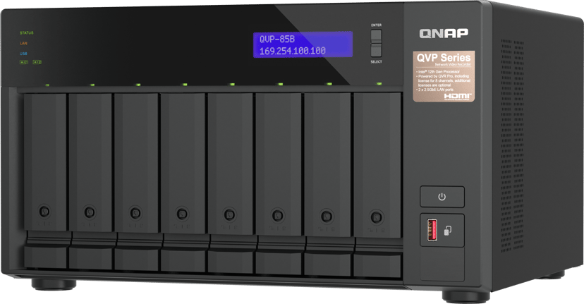 QNAP QVP-85B NAS- & lagringsservrar Tower Intel® Core™ i5 32 GB DDR4 HDD QVR Pro Svart