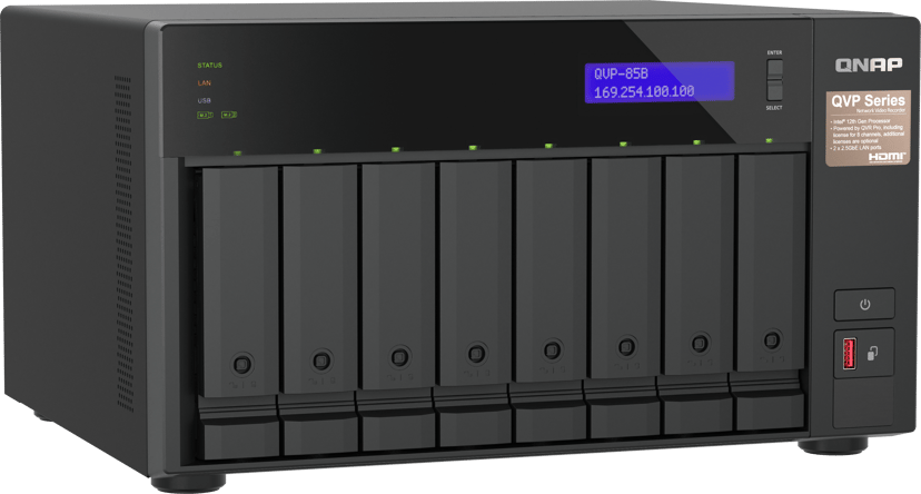 QNAP QVP-85B NAS- & lagringsservrar Tower Intel® Core™ i5 32 GB DDR4 HDD QVR Pro Svart