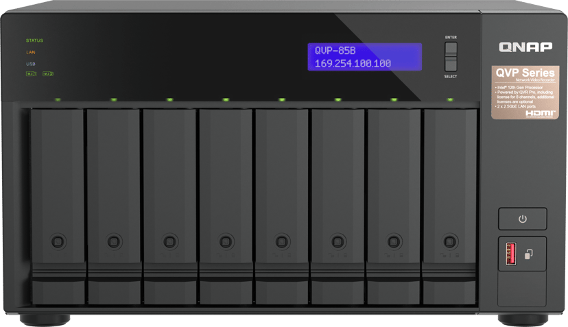 QNAP QVP-85B NAS- & lagringsservrar Tower Intel® Core™ i5 32 GB DDR4 HDD QVR Pro Svart