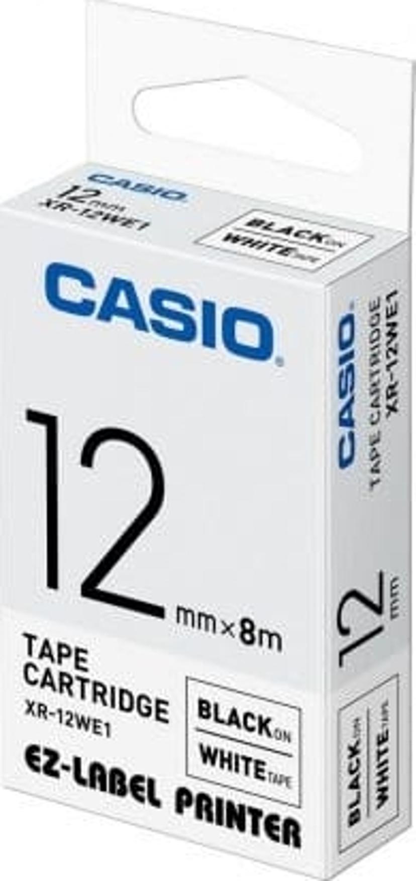 Casio Tape XR-12WES 12mm Svart/Hvit