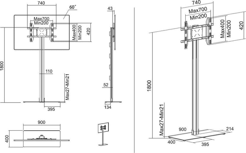 Multibrackets M Display Stand 180 Single