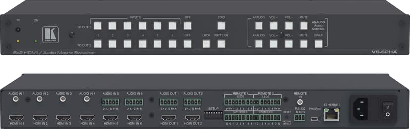 Kramer VS-62HA 6x2 4K UHD HDMI/Audio Automatic Matrix Switcher