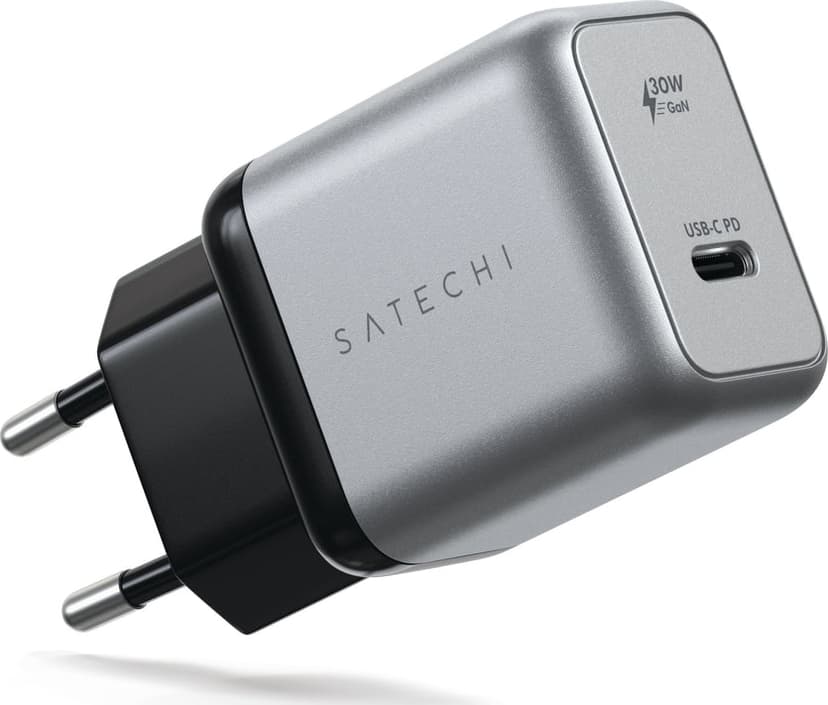 Satechi ST-UC30WCM - 30W USB-C PD GaN seinälaturi Hopea, Musta