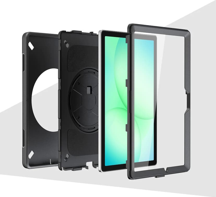 Armor-X Rainproof military grade rugged case with hand strap and kick-stand Samsung Galaxy Tab A11+ Svart