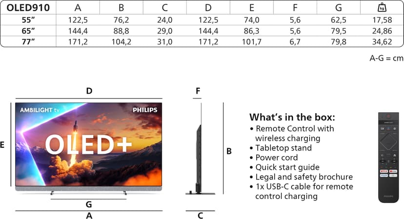 Philips 55OLED910 55" 4K OLED Ambilight TV (2025)