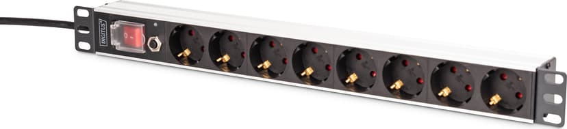 Digitus DN-95436 tehonjakeluyksikkö 8 AC-pistorasia(a) 1U musta, Hopea