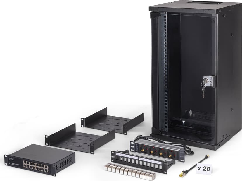 Digitus DN-49105-SET rack 12U Väggmonterad rack Svart