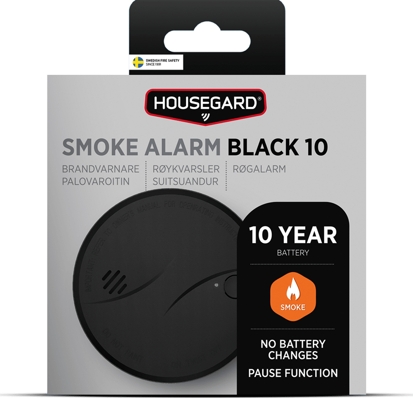 Housegard Black 10 Brandvarnare, optisk med inbyggt 10-årsbatteri