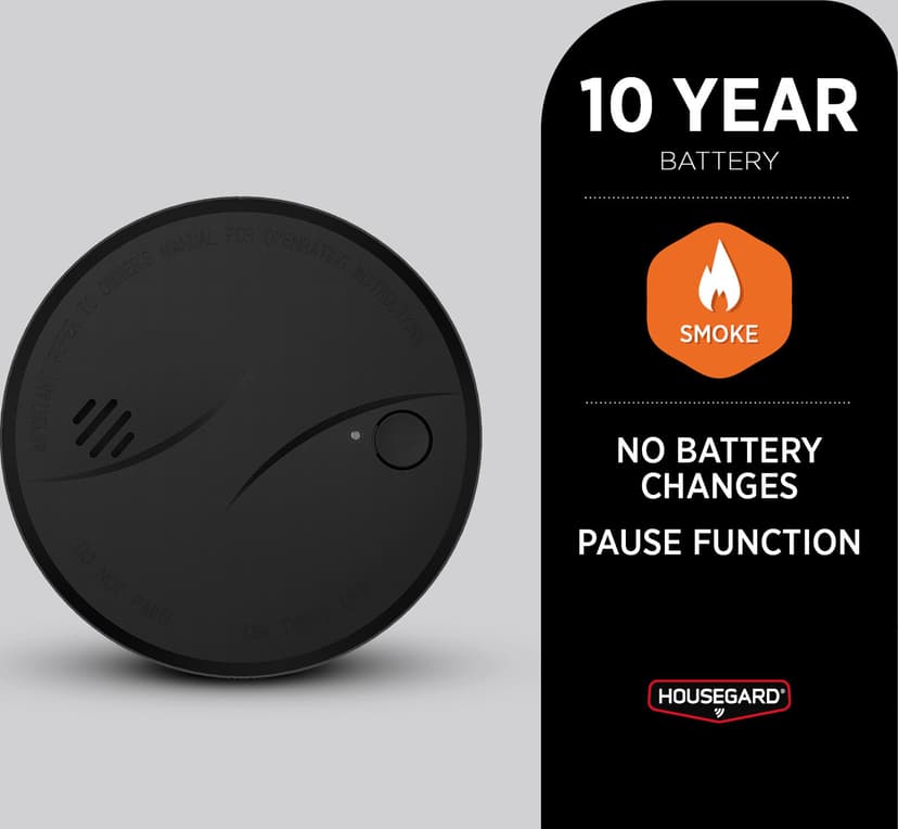 Housegard Black 10 Brandvarnare, optisk med inbyggt 10-årsbatteri