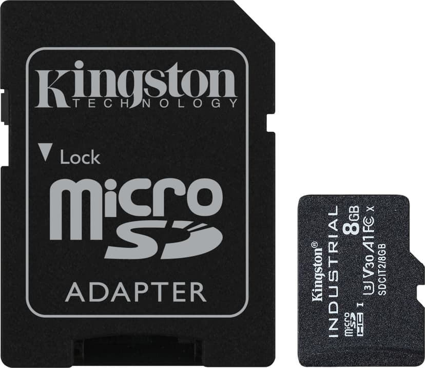 Kingston Technology 8GB microSDHC Industrial C10 A1 pSLC-kaart + SD-adapter 8GB MicroSDHC UHS-I