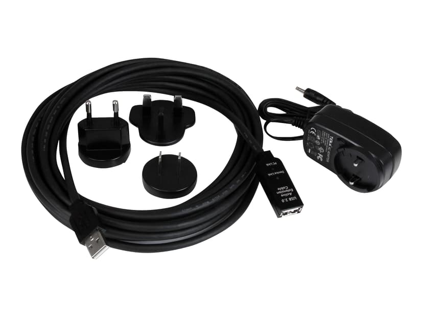 Startech 5m USB 2.0 Active Extension Cable 5m USB A USB A Musta