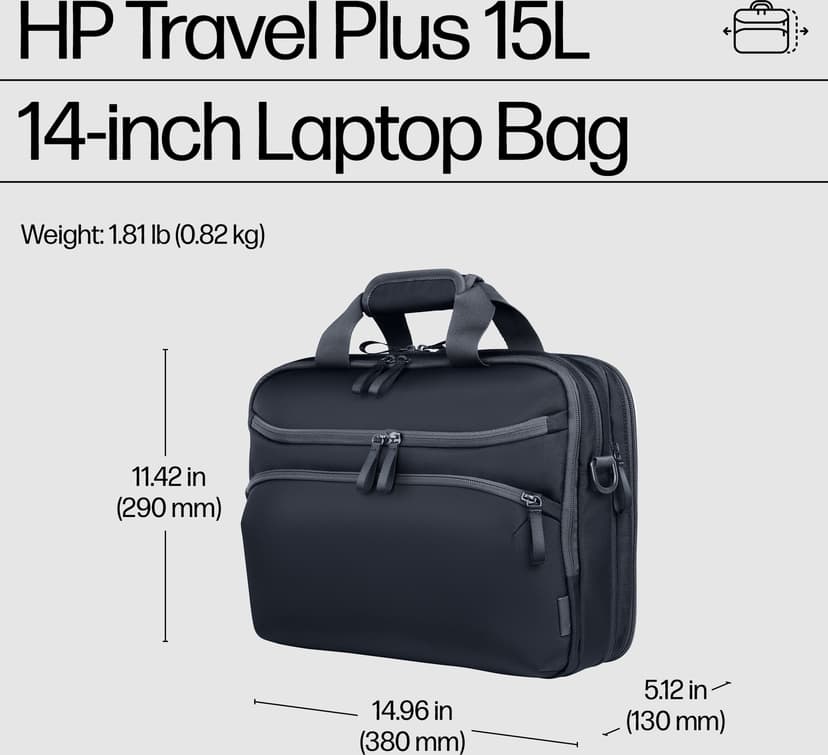 HP Travel Plus Laptop Bag 14" 14.1" Polyesteri Grafiitti, Sininen