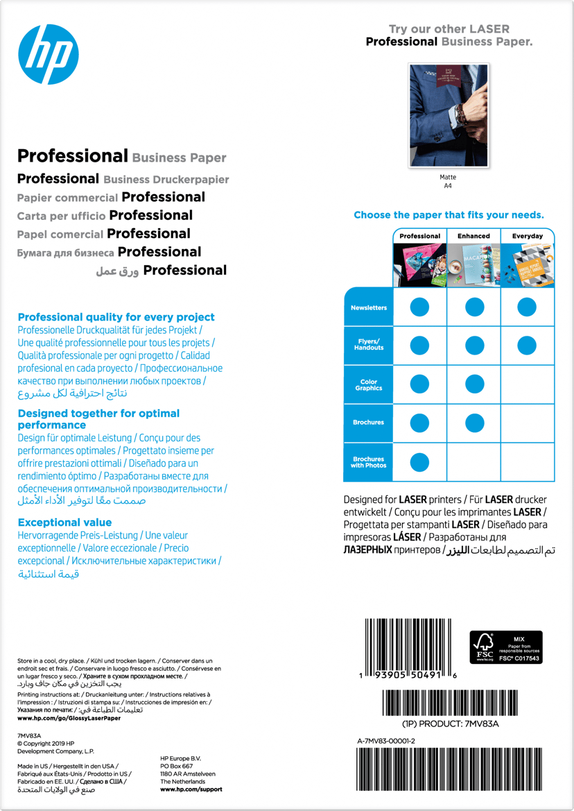 HP Papier Professional Glossy A4 200g Laserjet 150 Ark