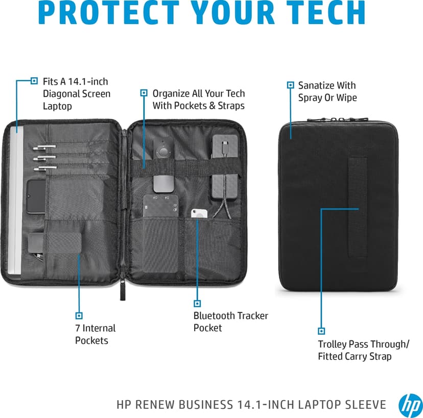 HP Renew Business Sleeve 14.1" Polyester Zwart