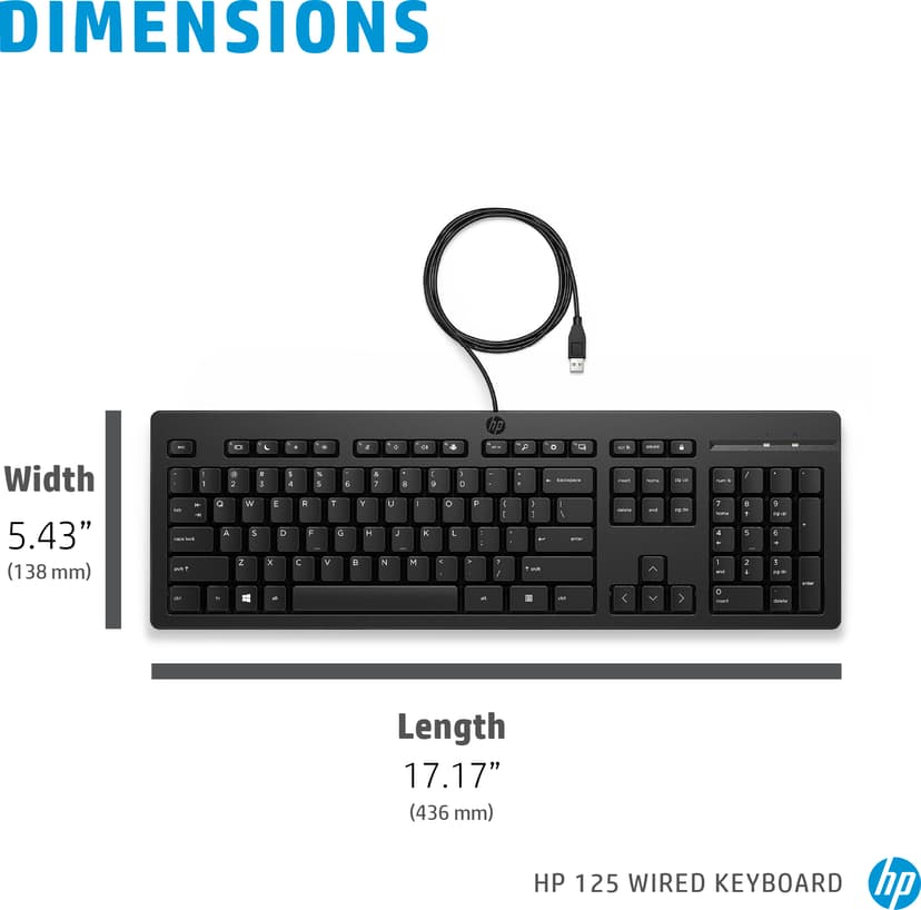 HP 125 kablet tastatur Kablet