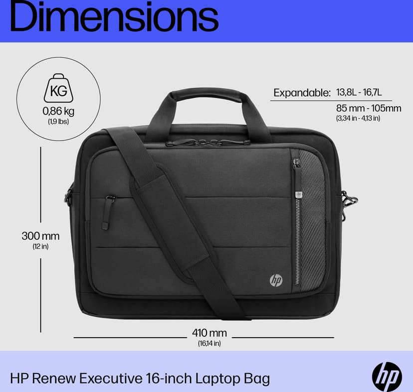 HP Renew Executive 16.1" Polyester Zwart