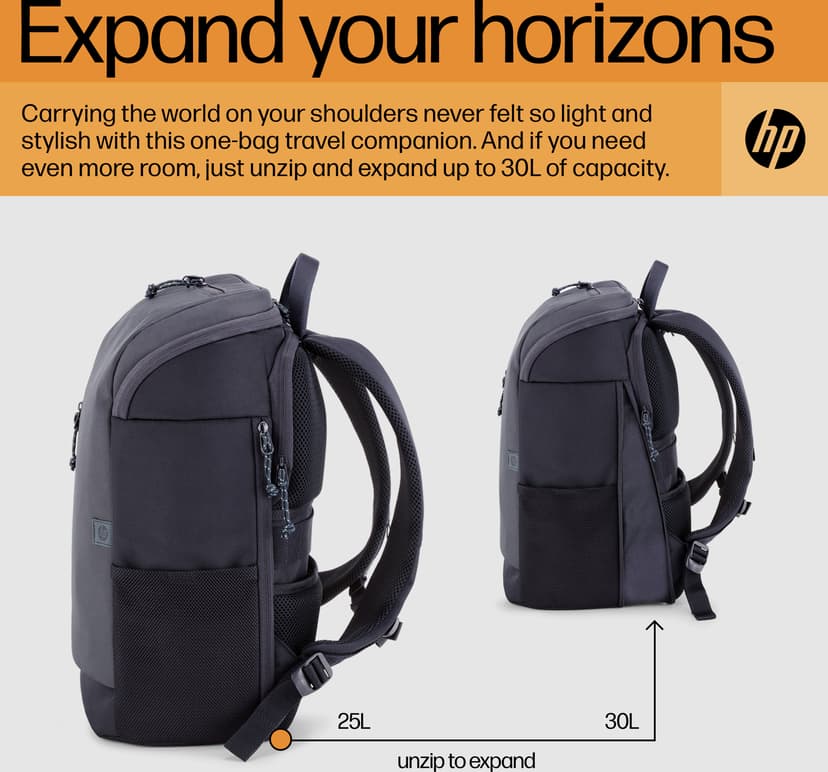 HP Travel 25L 15.6" 15.6" Polyester Blå, Grå Blå, Grå
