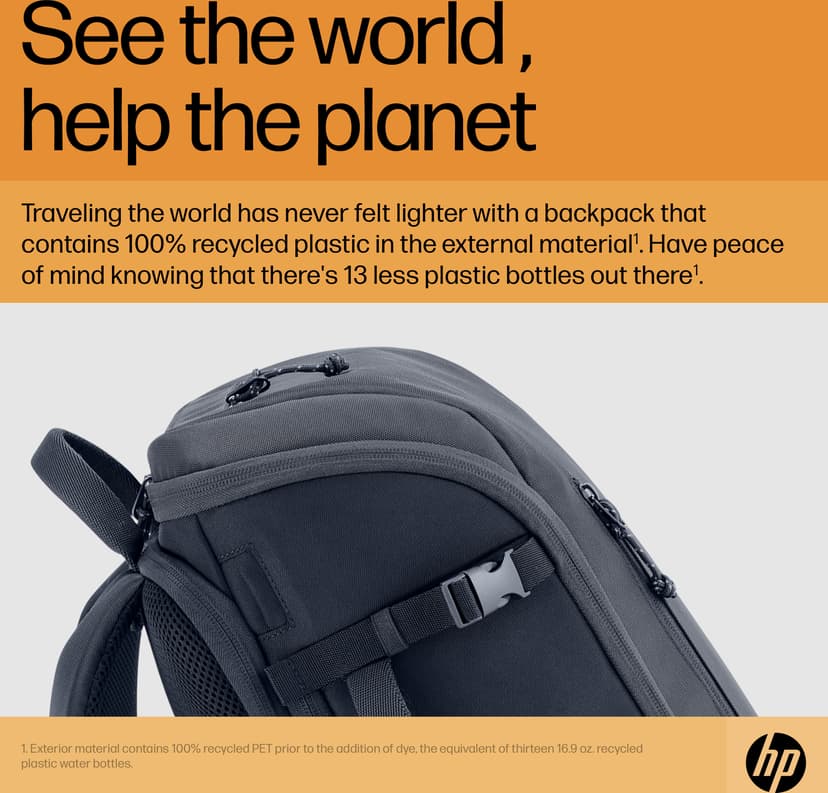 HP Travel 25L 15.6" 15.6" Polyester Blå, Grå Blå, Grå