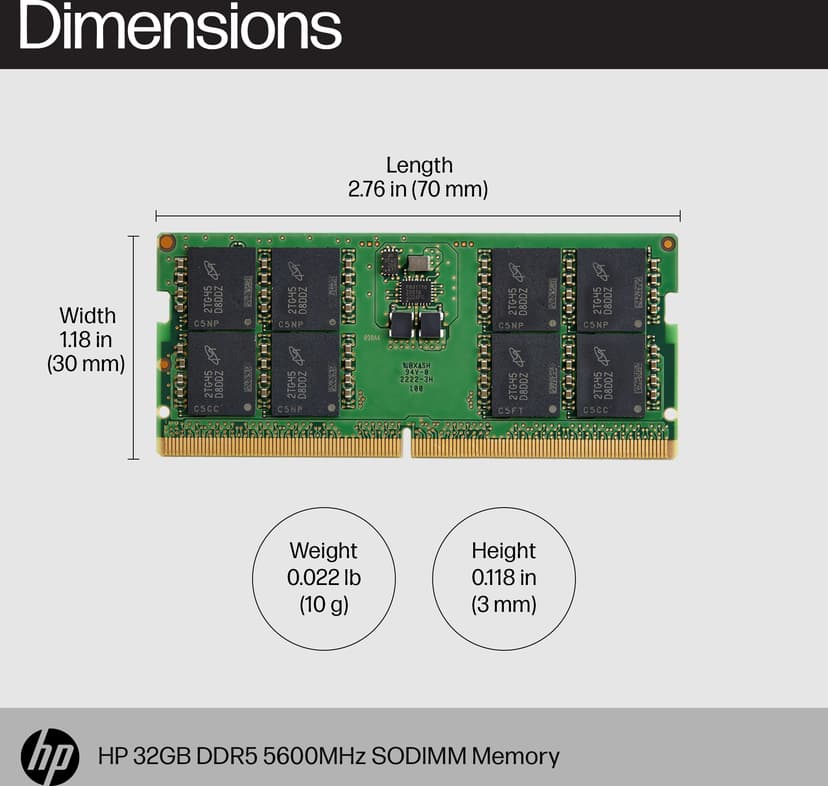 HP RAM 32GB 5600MHz DDR5 262-pin SO-DIMM (83P92AA)