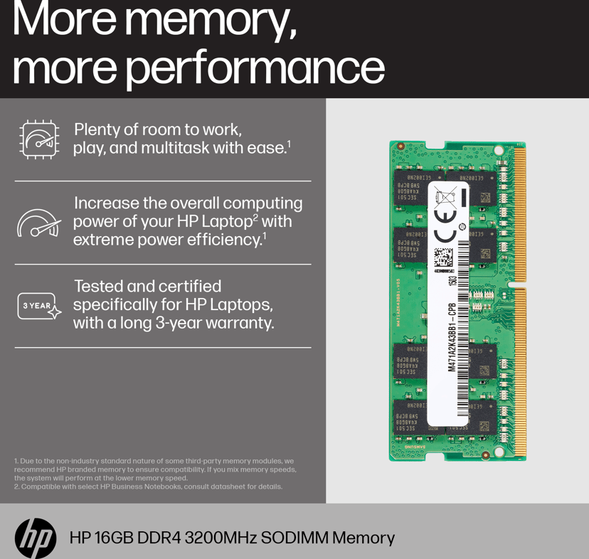 HP 16 GB DDR4 3200 SODIMM-minne 16GB 3200MHz DDR4 260-pin SO-DIMM
