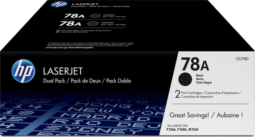 HP Toner Zwart 78A 2.1K - CE278AD 2-Pack