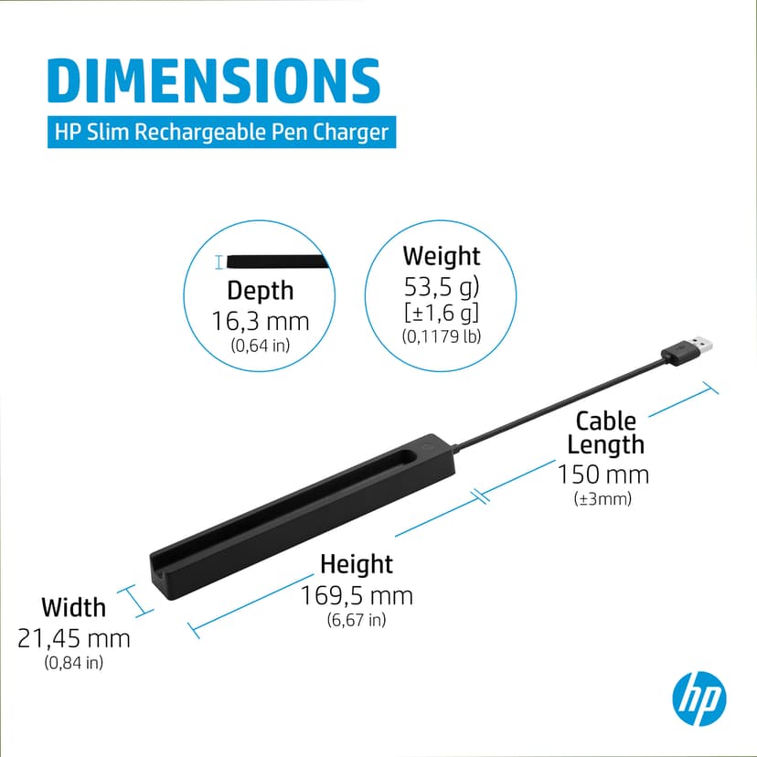HP Slim-lader til oppladbar penn 0.15m Svart