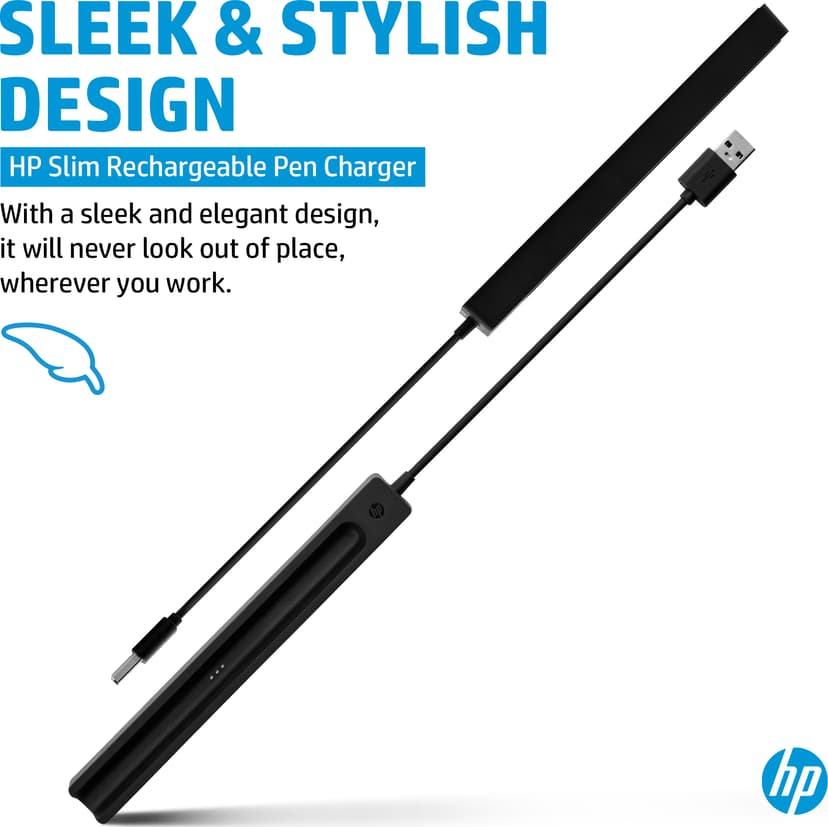 HP Slim -ladattavan kynän laturi 0.15m Musta