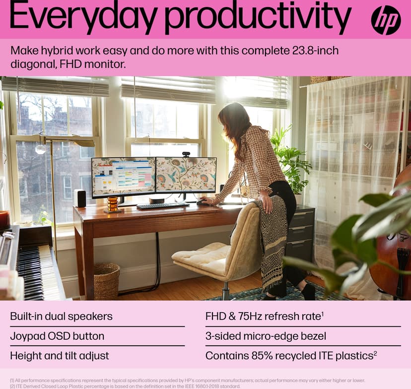 HP P24H G5 - (Kuppvare klasse 2) 23.8" 1920 × 1080pixels IPS 16:9 75Hz