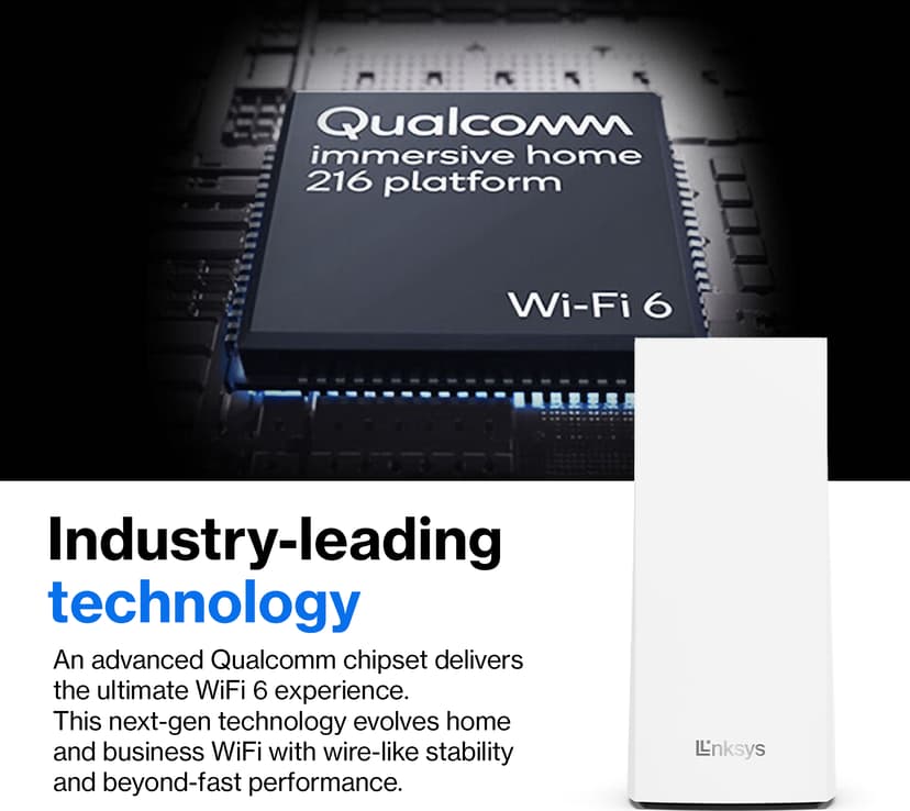 Linksys Atlas 6 Dobbelbånd (2.4 GHz / 5 GHz) Wi-Fi 6 (802.11ax) Hvit 3 Innvendig lys
