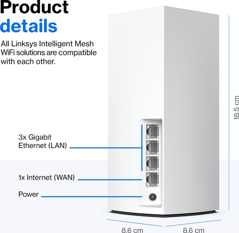 Linksys Atlas 6 Kaksitaajuus (2,4 GHz/5 GHz) Wi-Fi 6 (802.11ax) Valkoinen 3 Sisäinen