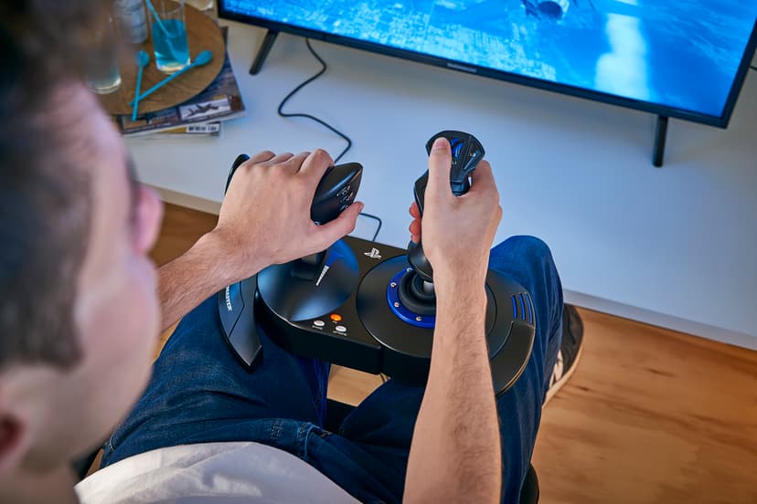 Thrustmaster T.Flight Hotas 4 musta, Sininen USB Ohjaussauva Digitaalinen PC, PlayStation 4, PlayStation 5 Musta, Sininen