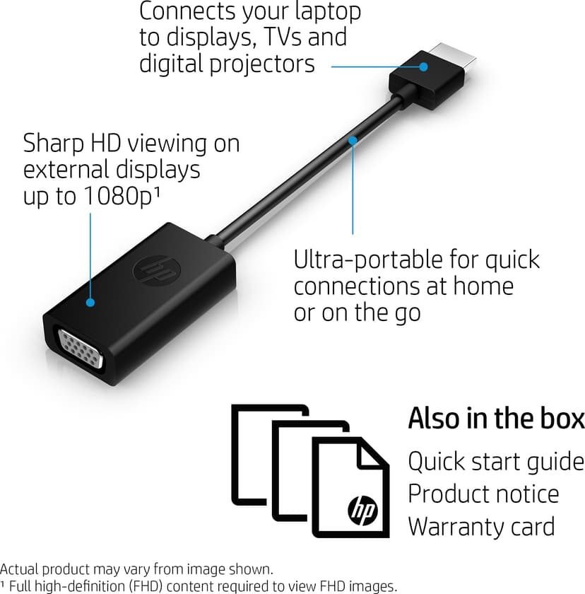HP HDMI To VGA Display Adapter 0.045m HDMI VGA Svart