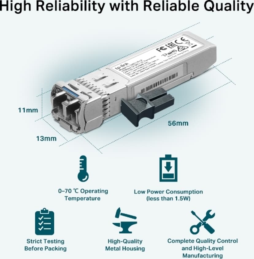 TP-Link Omada TL-SM5110-LR netwerk transceiver module Vezel-optiek 10000 Mbit/s SFP+ 1310 nm