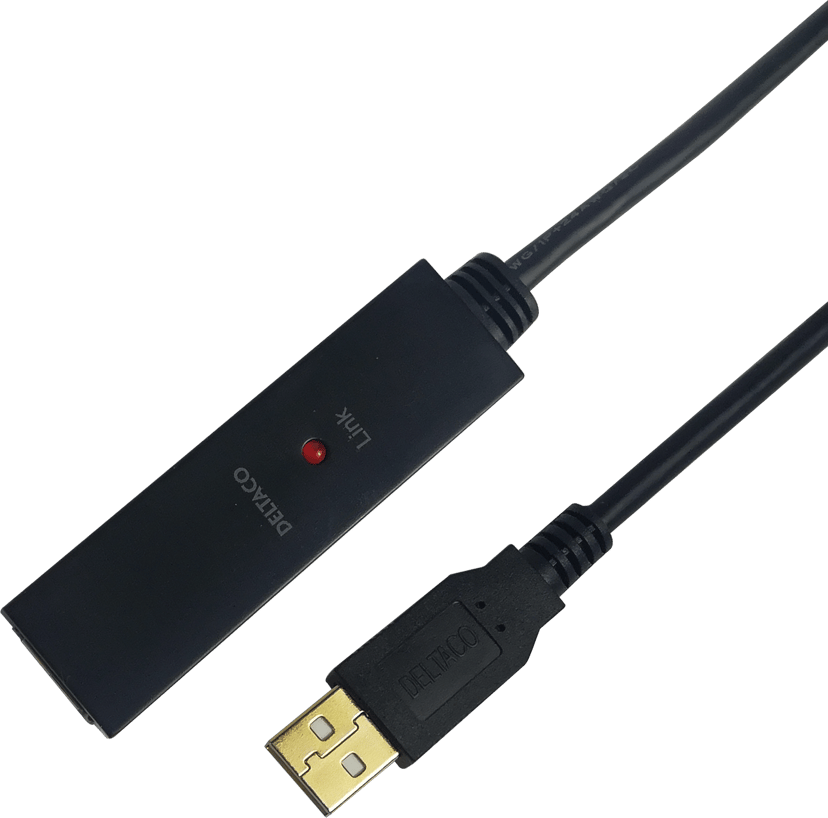 Deltaco USB2-EX7M 7m USB-A USB-A Musta