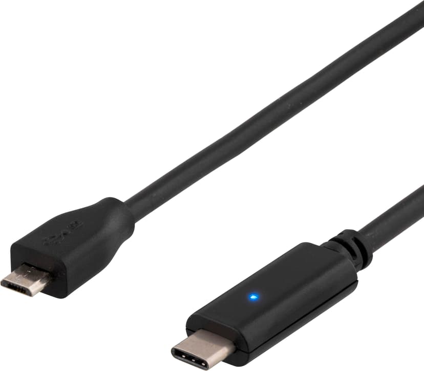 Deltaco USB-kabel 1m USB-C USB-A, Micro USB-B Svart