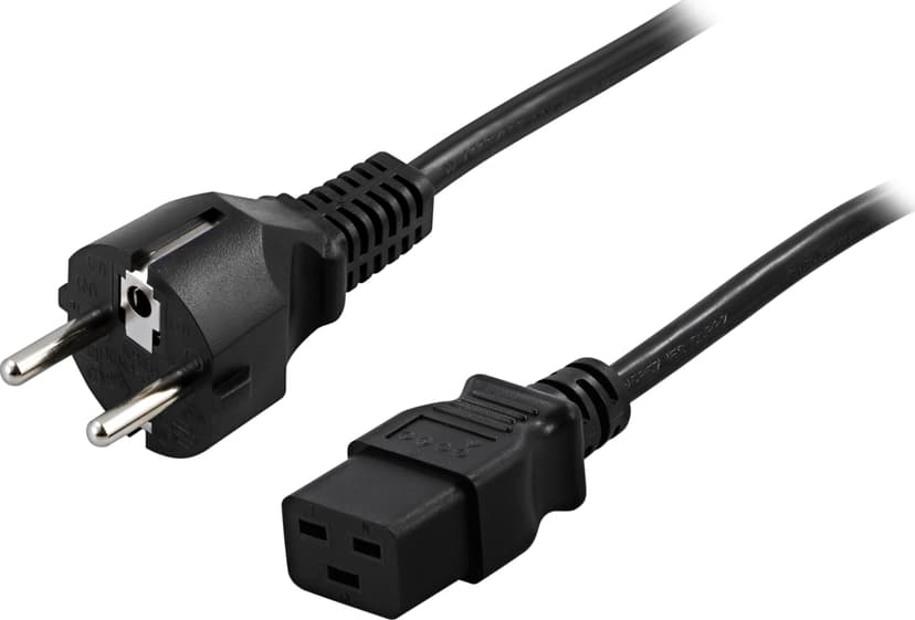 Deltaco DEL-109TA 1m CEE7/7 C19 Svart