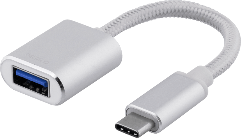 Deltaco USB-C 3.1 To USB-A adapter OTG 10 cm - Silver 0.1m USB-C USB-A Silver