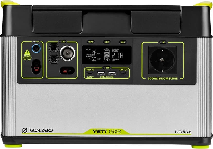 Goal Zero Yeti 1500X Portable Power Station Zilver, Zwart