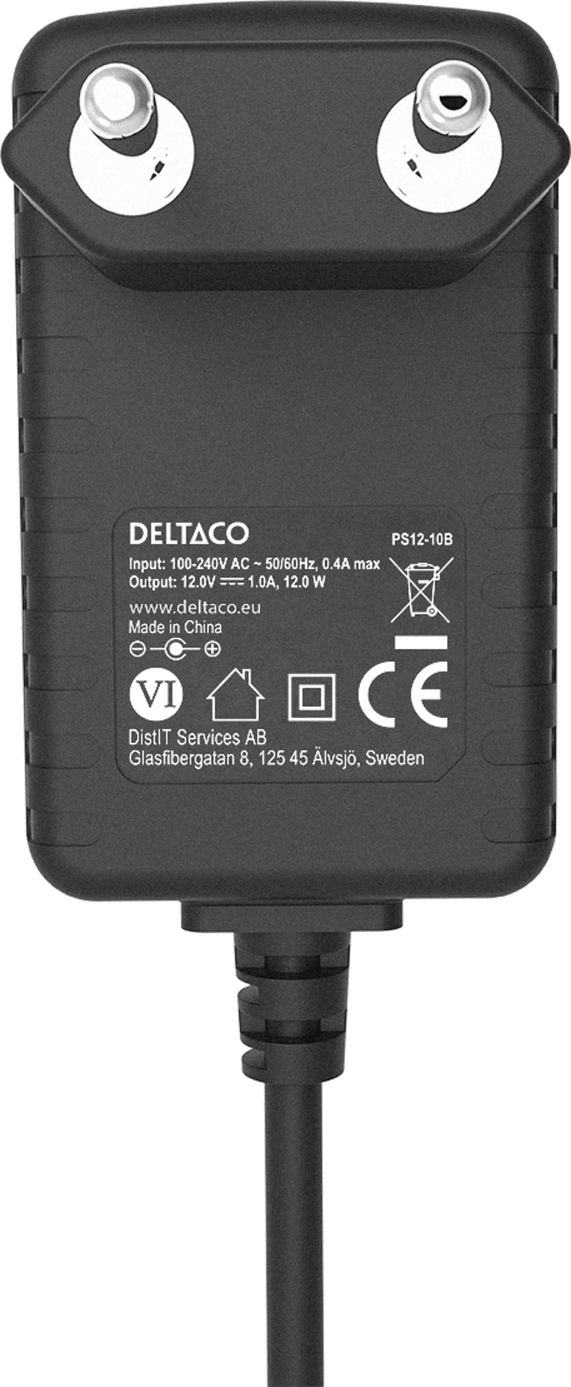 Deltaco Nätadapter 12/1A 1.5m 12W Svart